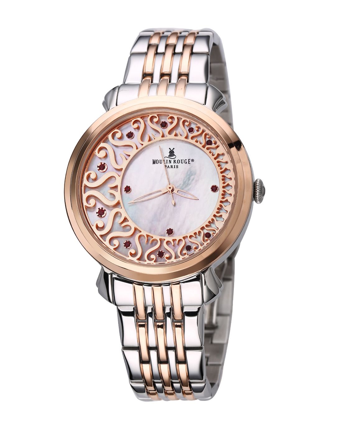 红磨坊moulin rouge 时尚潮流玫瑰金石英女表
