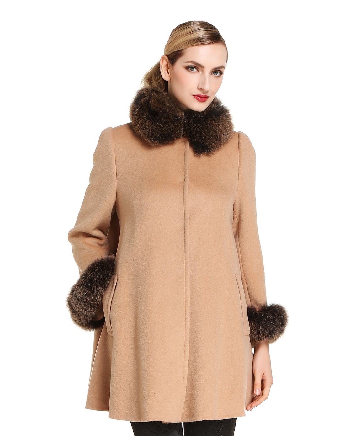 米驼色百搭简约长袖中长款外套