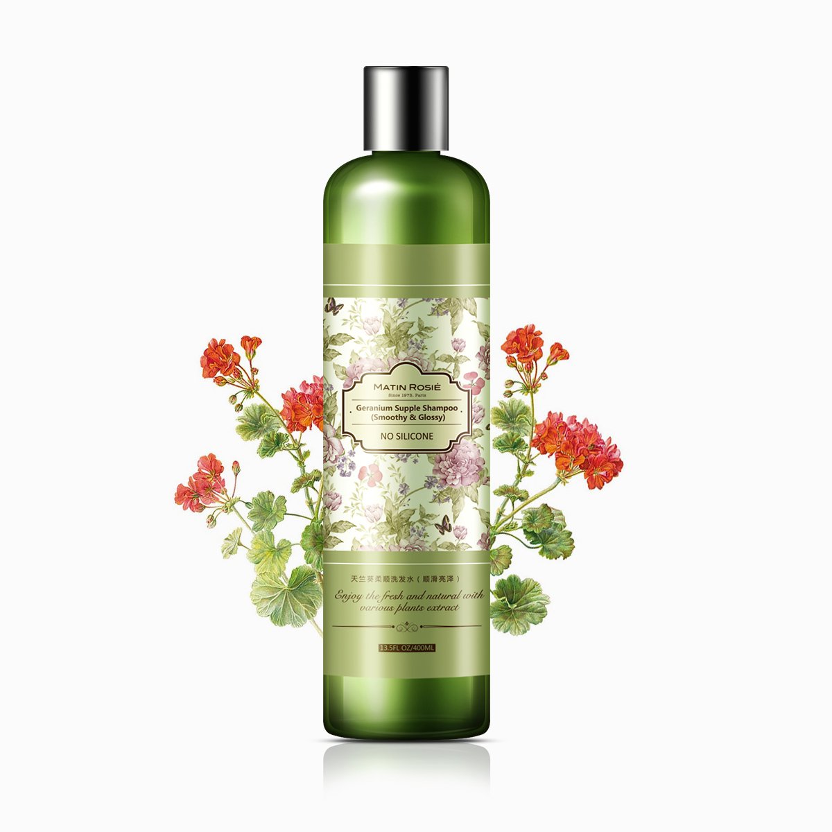 天竺葵柔顺洗发水(顺滑亮泽)400ml 无硅油 滋养 植粹 洗发露男女 洗发