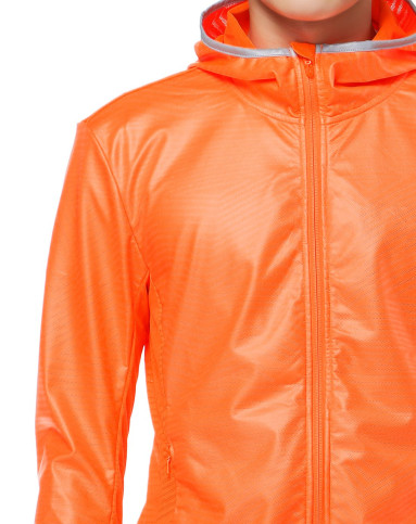 防风透气 男款荧光橙色长袖连帽风衣 跑步系列