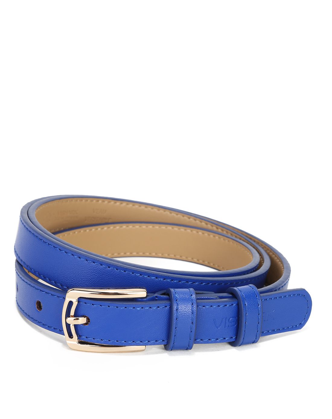 女款蓝色简约针扣皮带