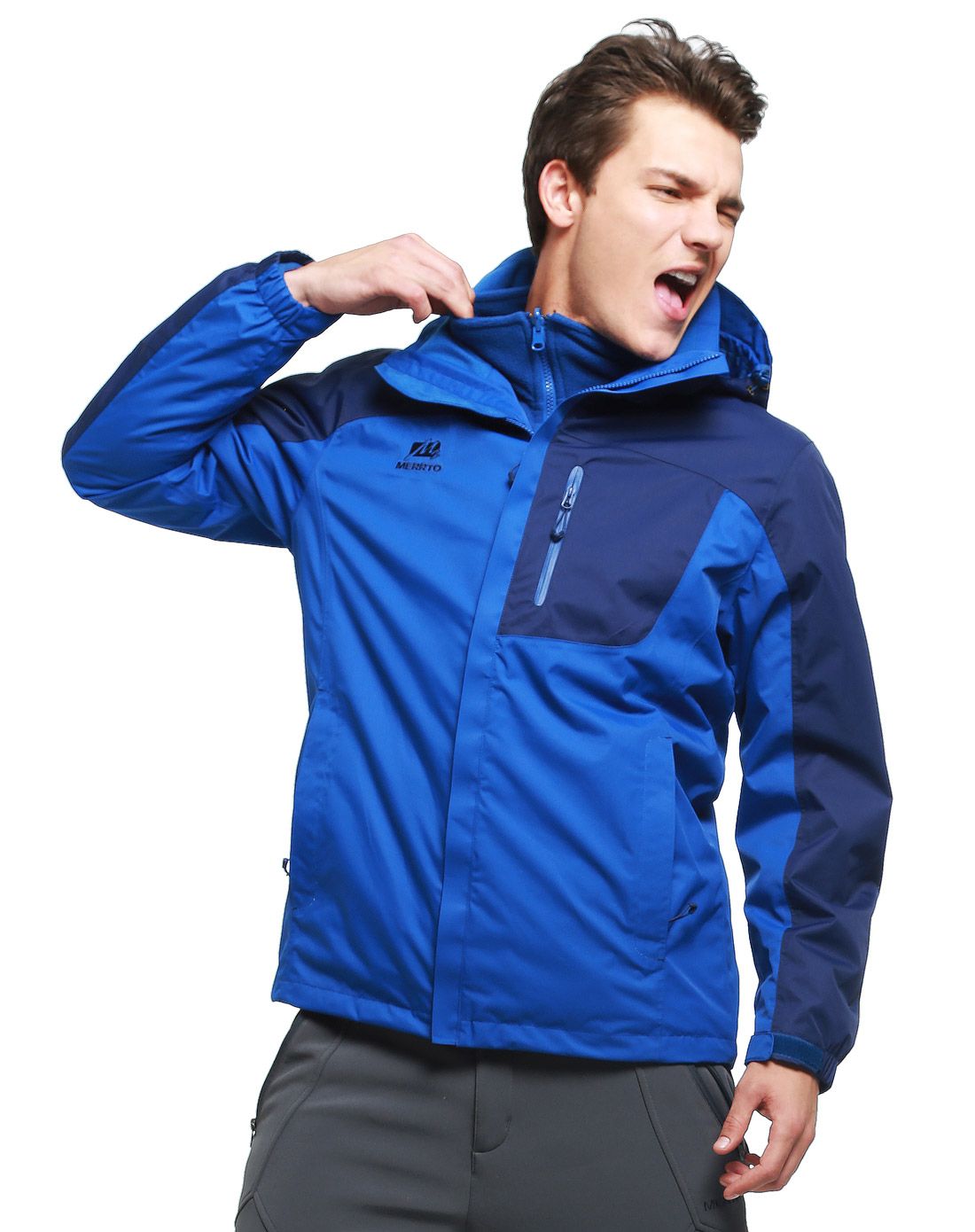 男款宝蓝/深蓝色舒适防水冲锋衣