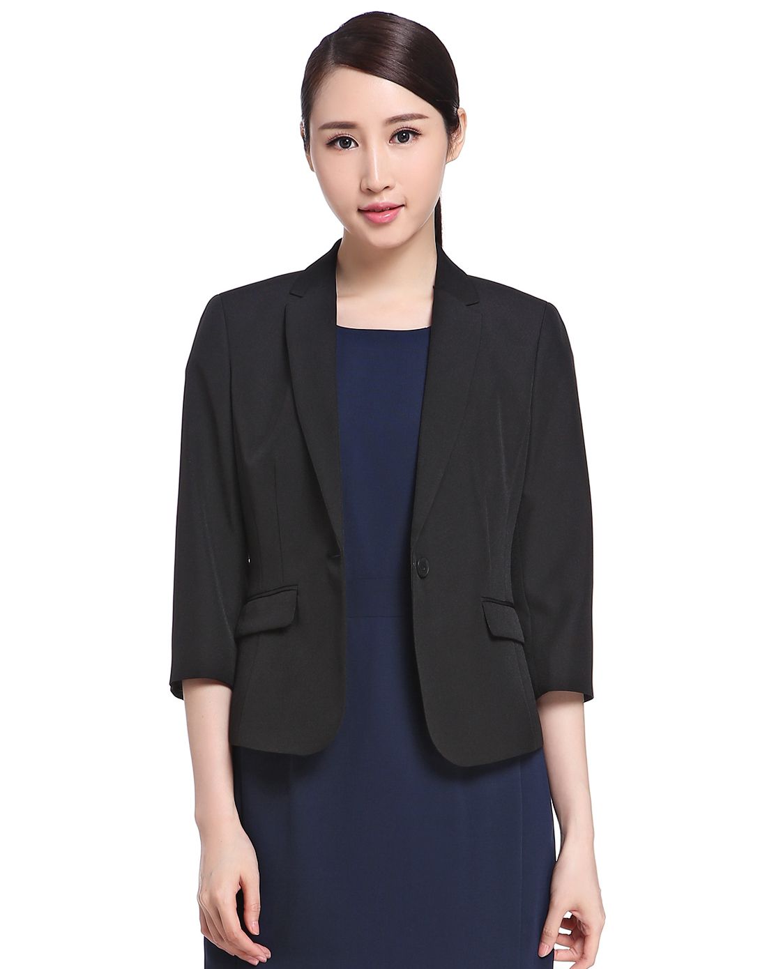 女款黑色商务休闲西装