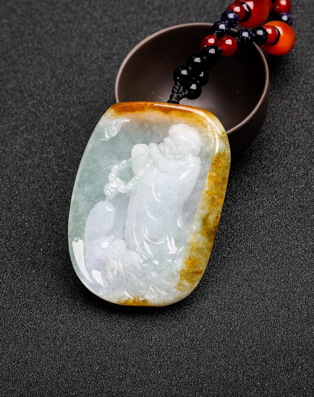 精工冰糯天然a货翡翠罗汉护身挂件