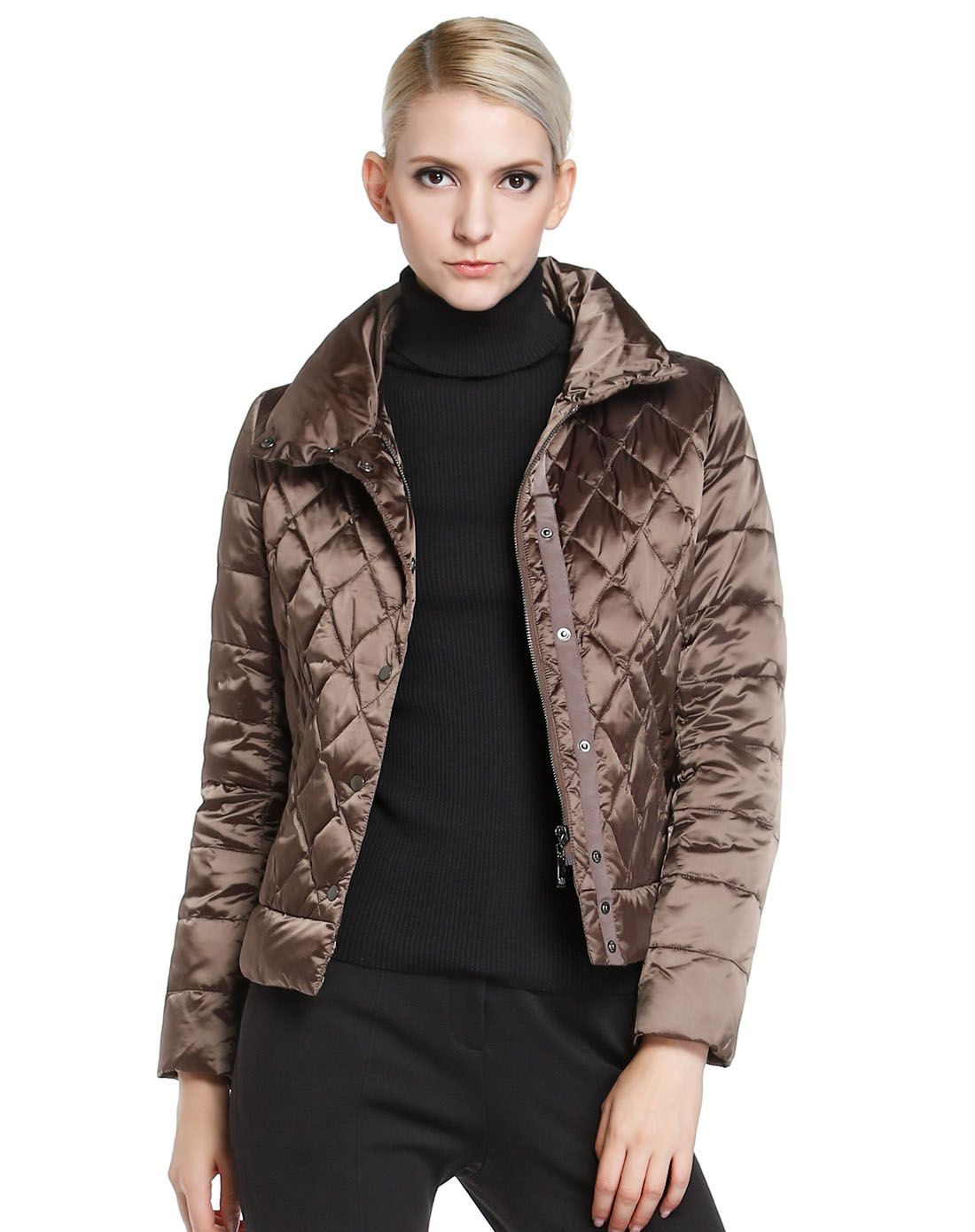 马天奴深啡色成熟百搭长袖羽绒服