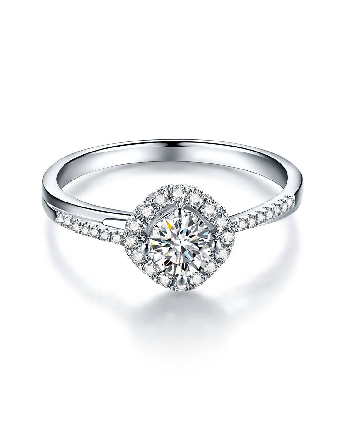 > 金至尊18k金钻戒 k白花头钻石镶嵌戒指