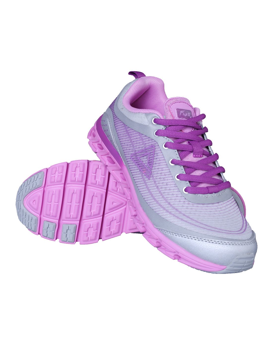 透气轻便 女款浅灰配紫色跑鞋