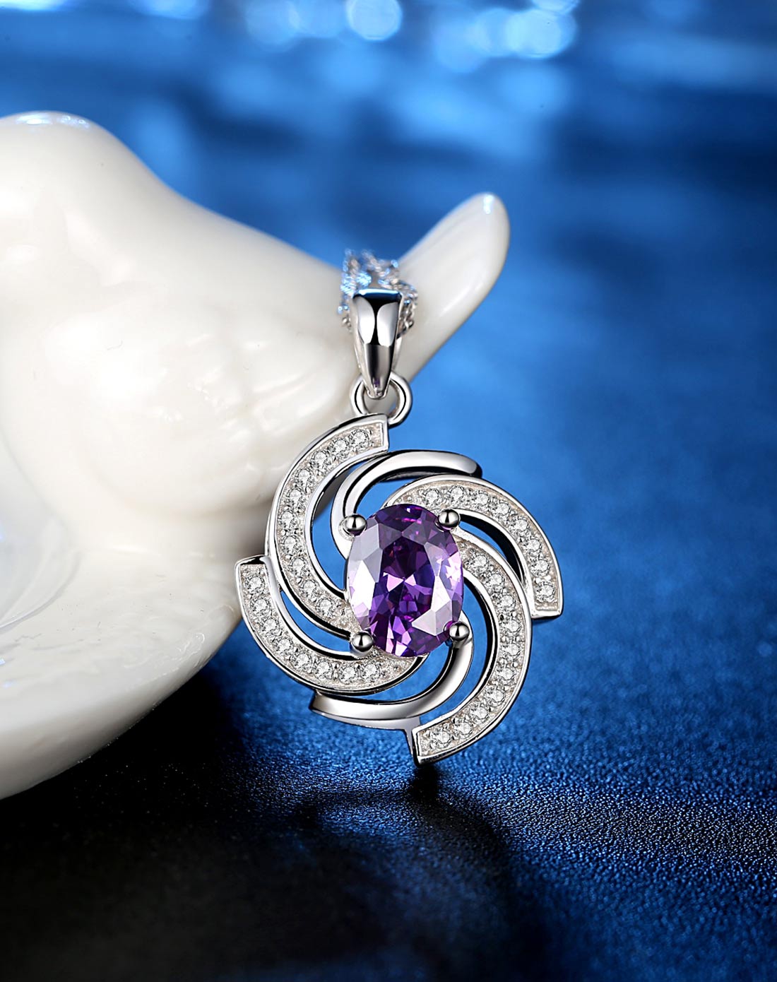 s925银紫色风之旅吊坠(附送银链)