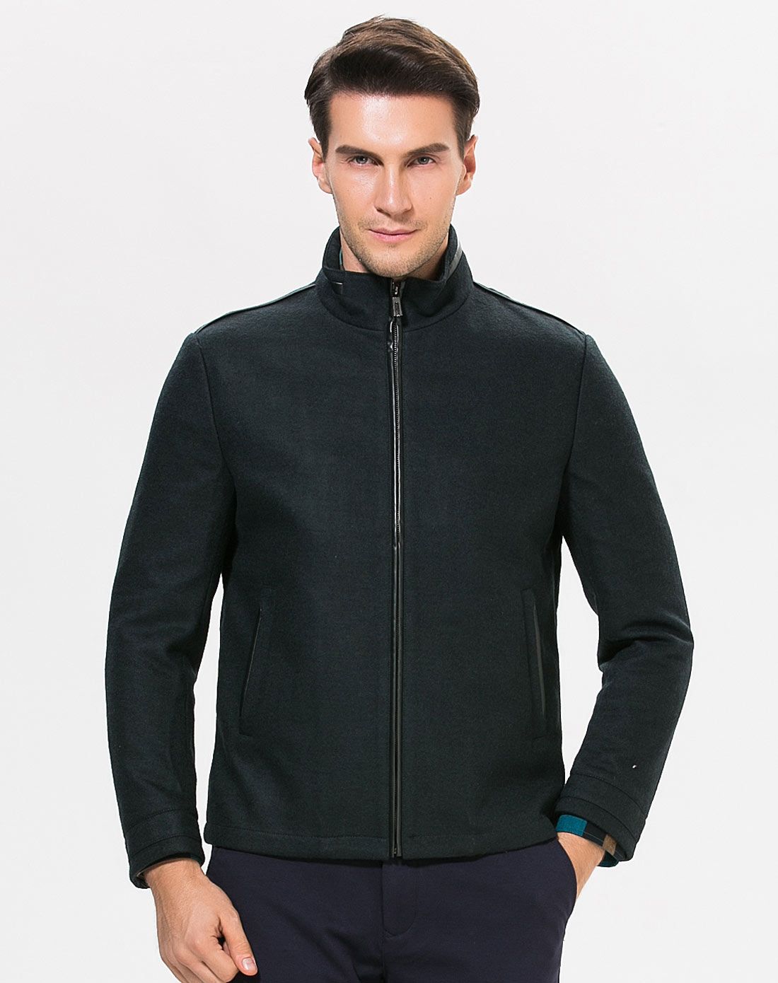 deon男式墨绿经典简约夹克e045070320533_唯品会