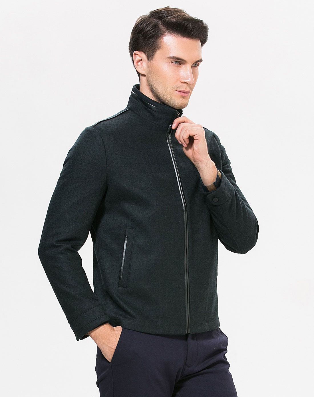 deon男式墨绿经典简约夹克e045070320533_唯品会