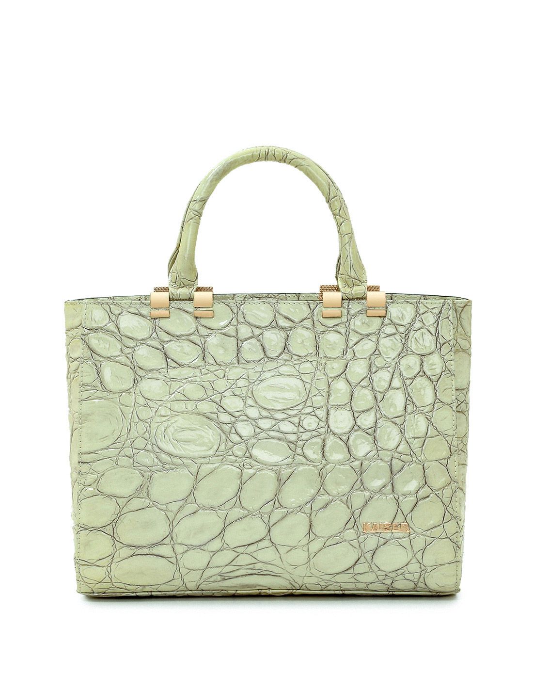 女款浅黄色牛皮时尚石头纹手提包