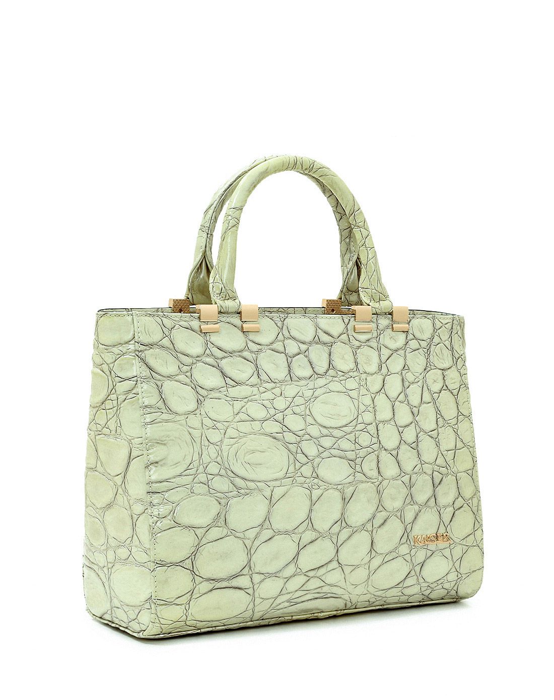 女款浅黄色牛皮时尚石头纹手提包