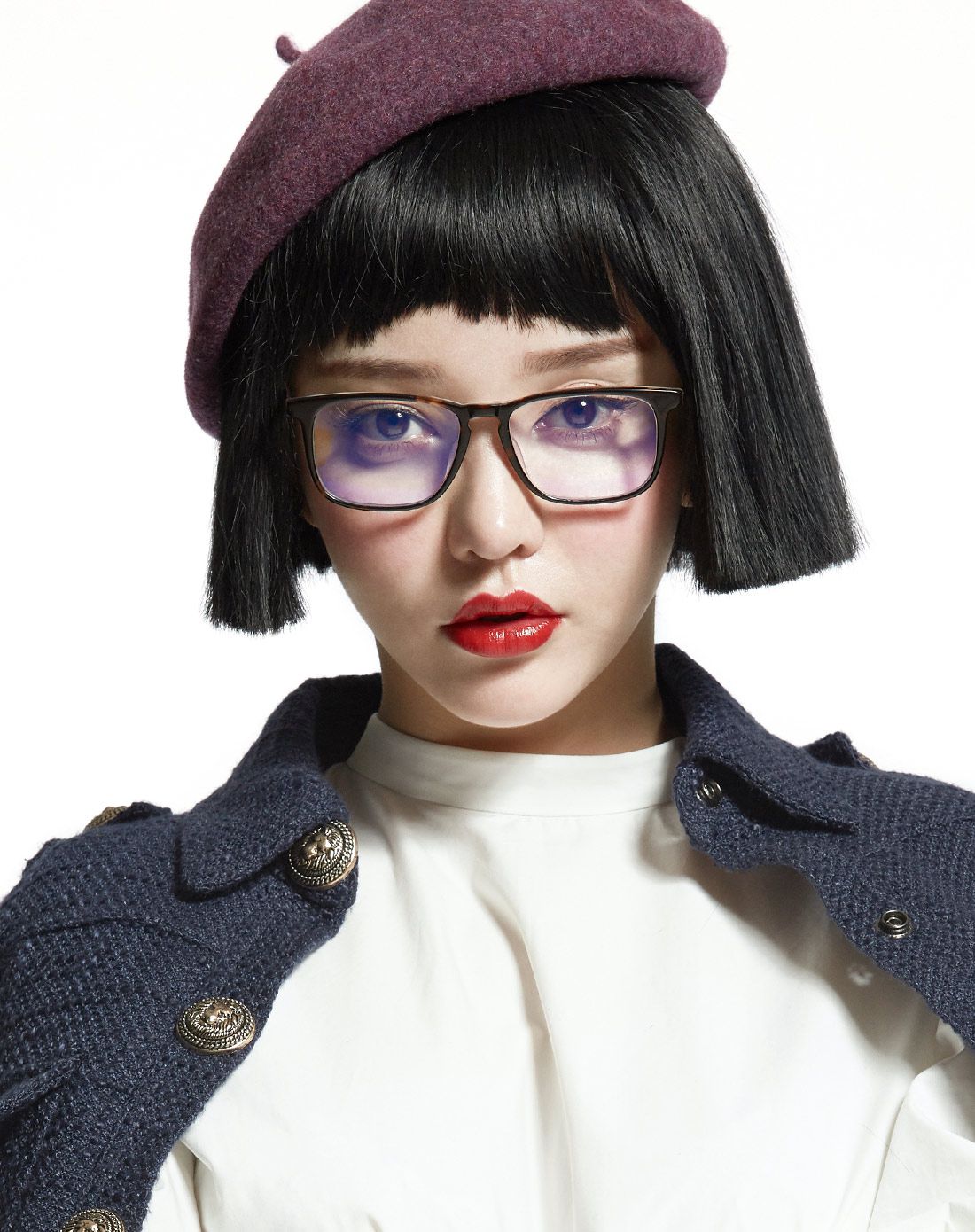 音米【人气新品】方框气质眼镜架琥珀色