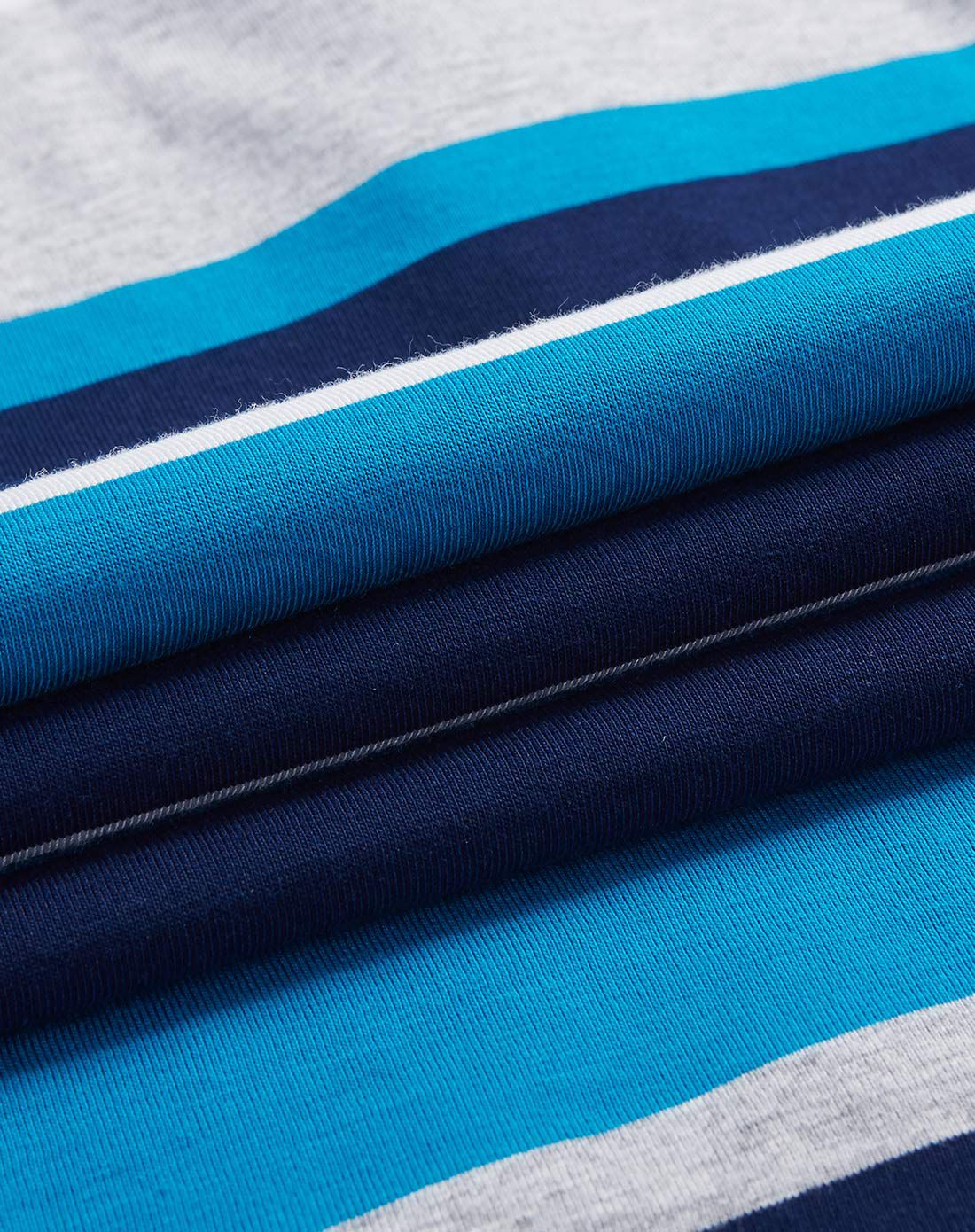 湖蓝/深蓝色条纹拼接商务短袖t恤