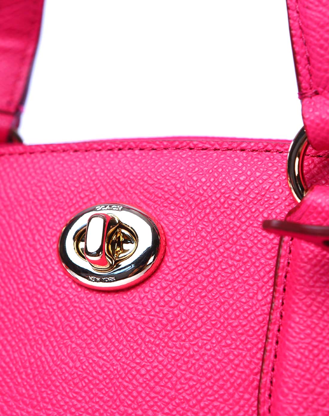 > coach女士深粉色纯皮贝壳包