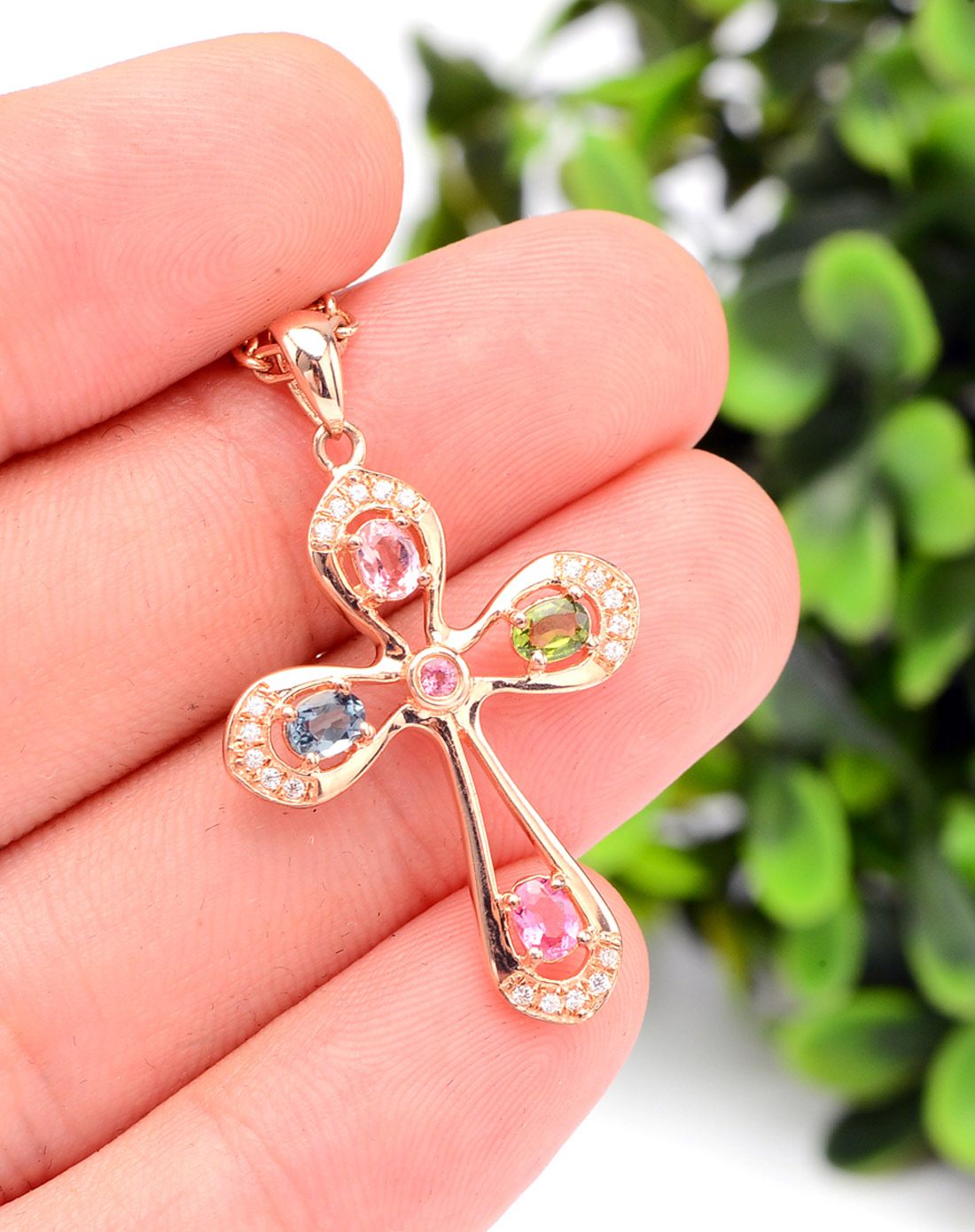 碧玺十字架吊坠