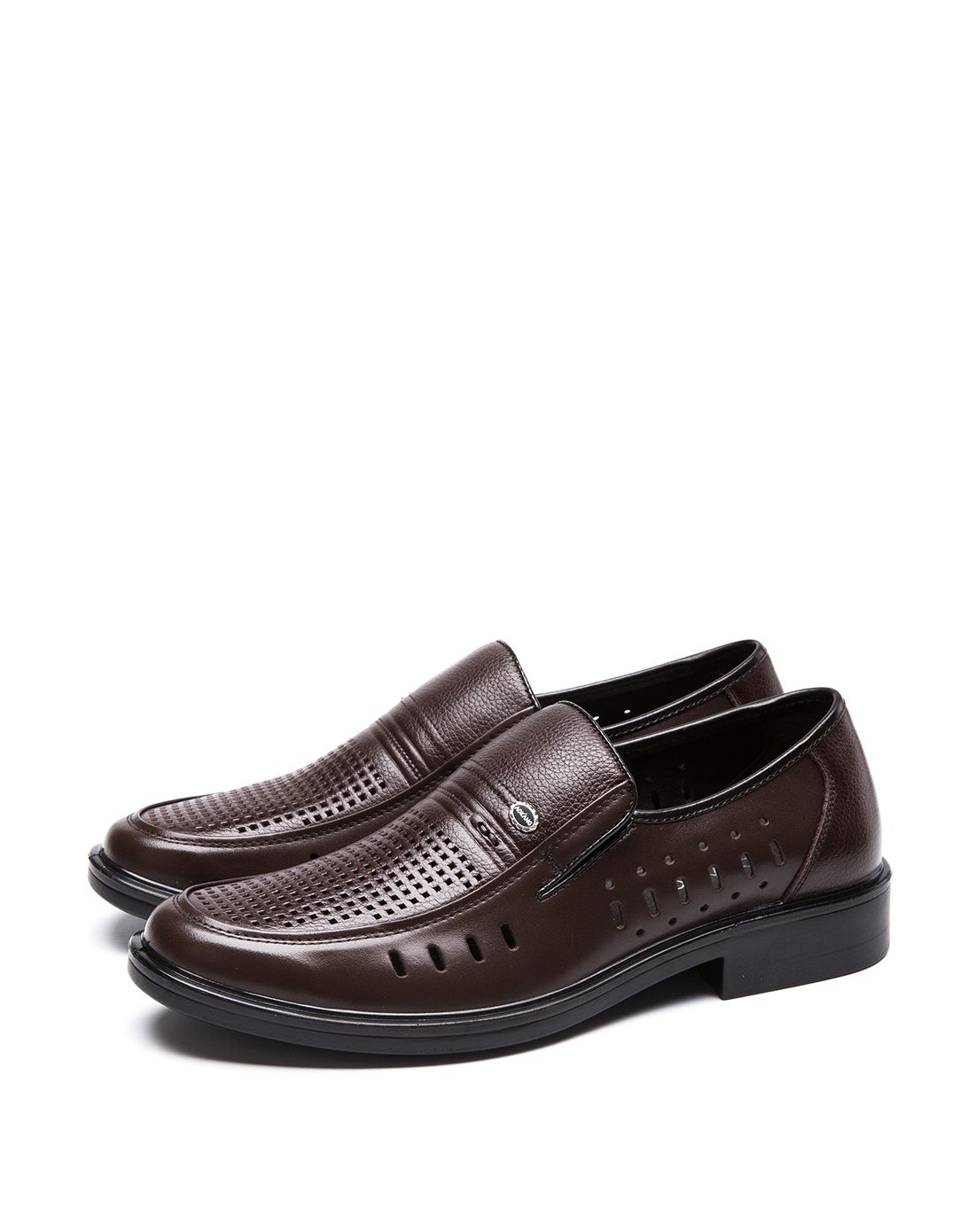 奥康aokang奥康男款2016新款棕色牛皮套脚透气休闲凉鞋165512133_唯品