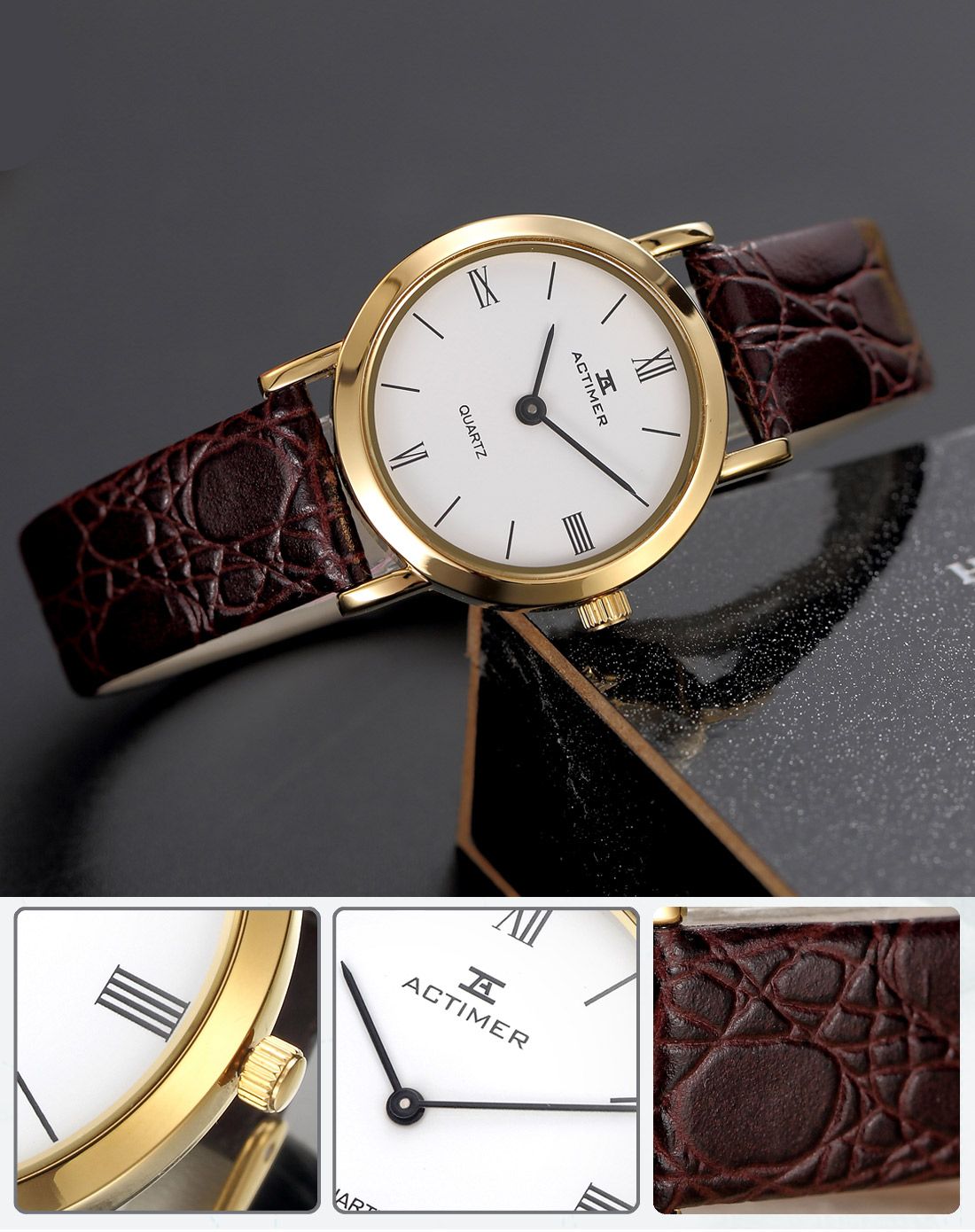 超薄手表蓝宝石表镜简约真皮女表