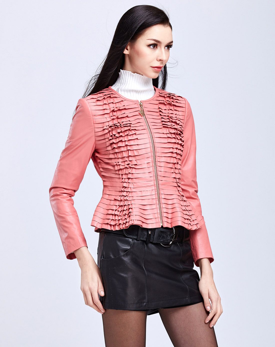 女款粉色绵羊皮皮衣