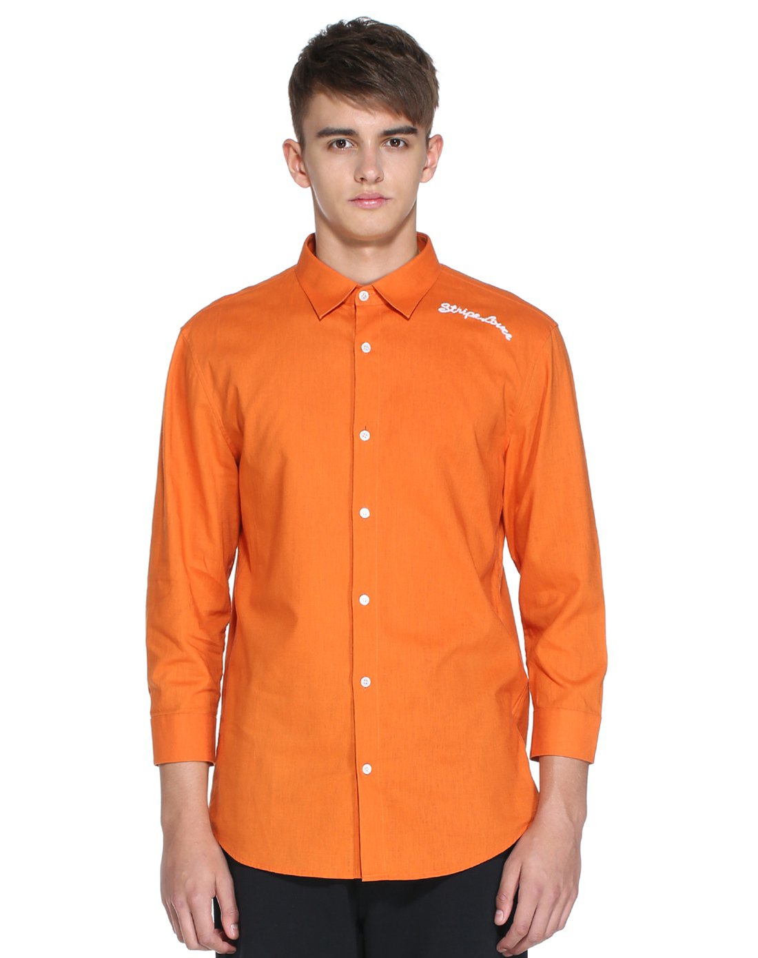 男款橙色中袖衬衫
