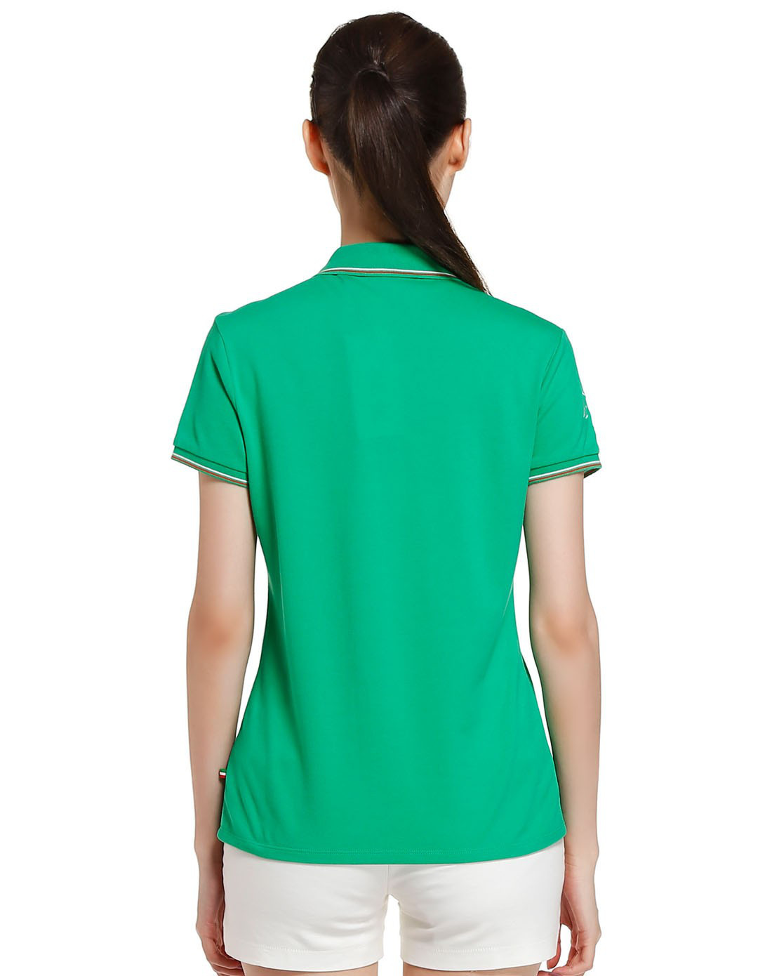 棉质 女款青薄绿色短袖polo衫 经典舒适