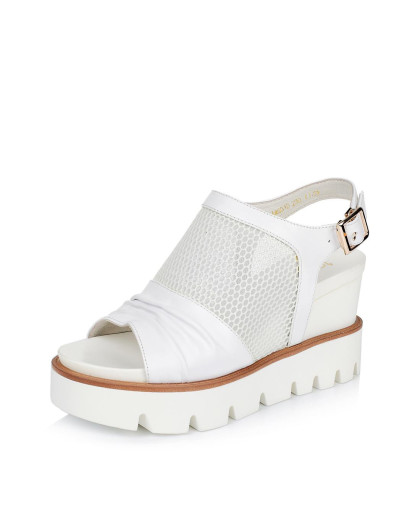 夏季专柜同款白色松糕跟女凉鞋