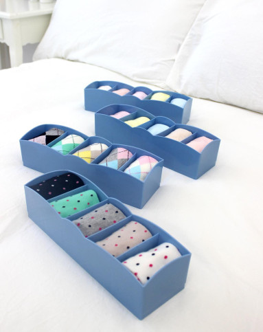 卧室judo系列抽屉袜子收纳盒4个装-蓝色