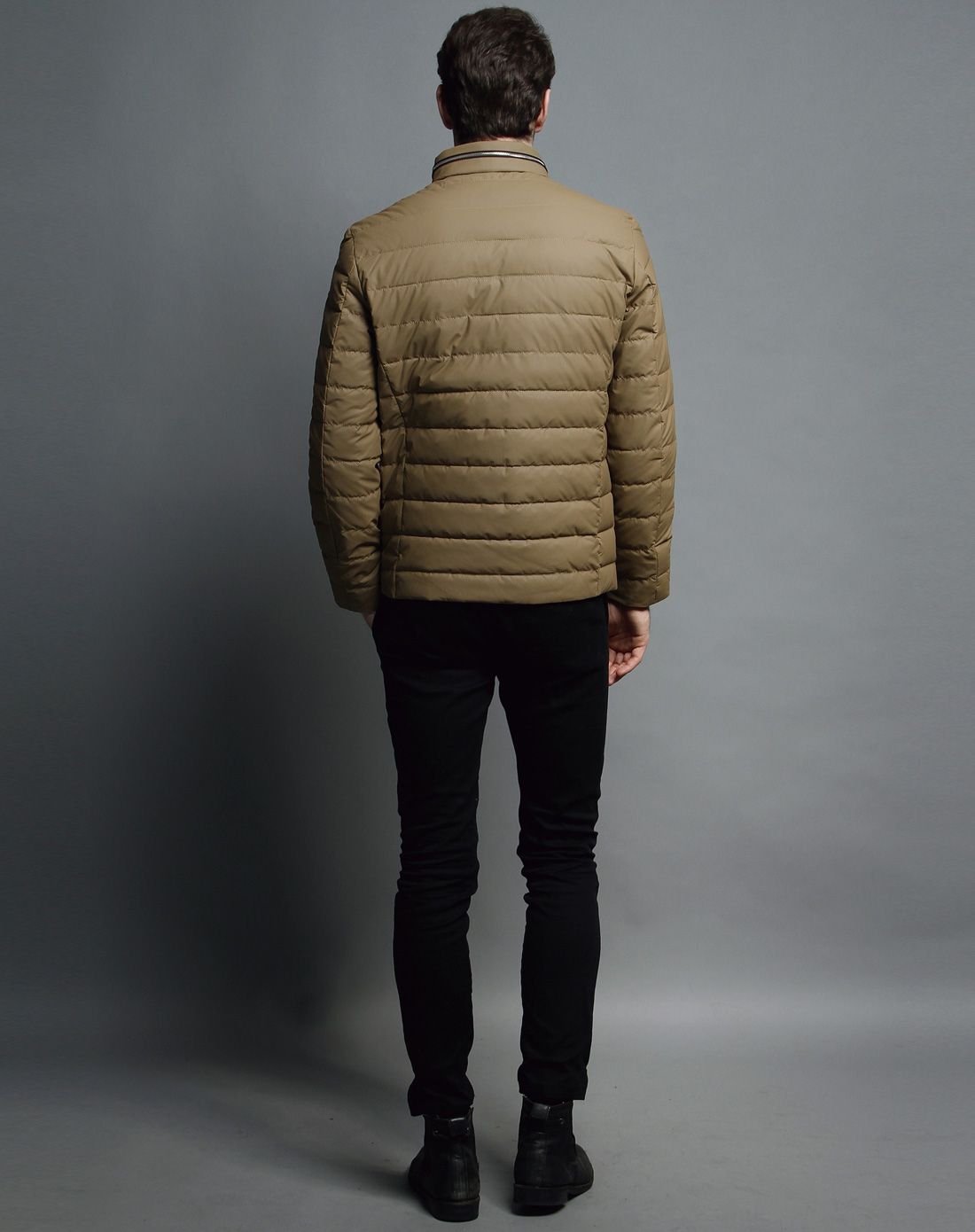 男式深卡其短款羽绒服