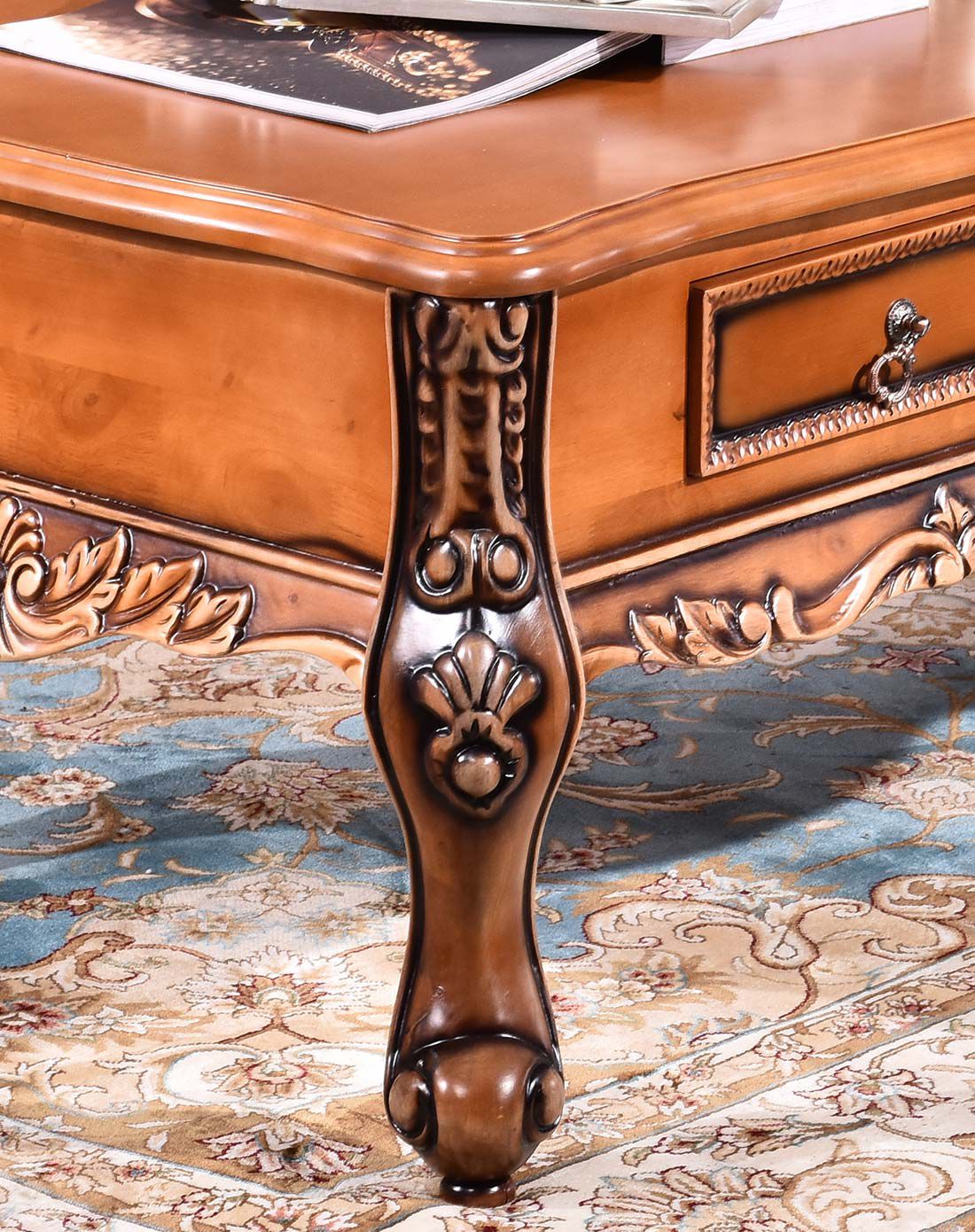 凯哲家具专场直发货实木雕花客厅茶几(桌面贴木皮)kz02031341_唯品会