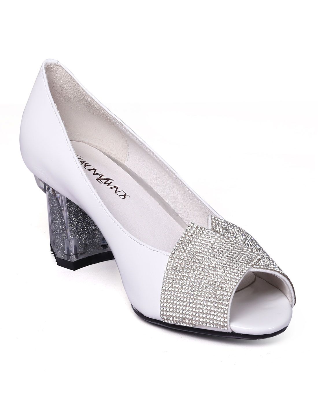 四季风白色羊皮革商务单鞋