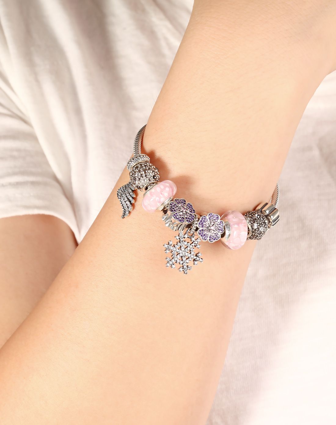 兆亮珠宝 粉红佳人 银925合成立方氧化锆手链