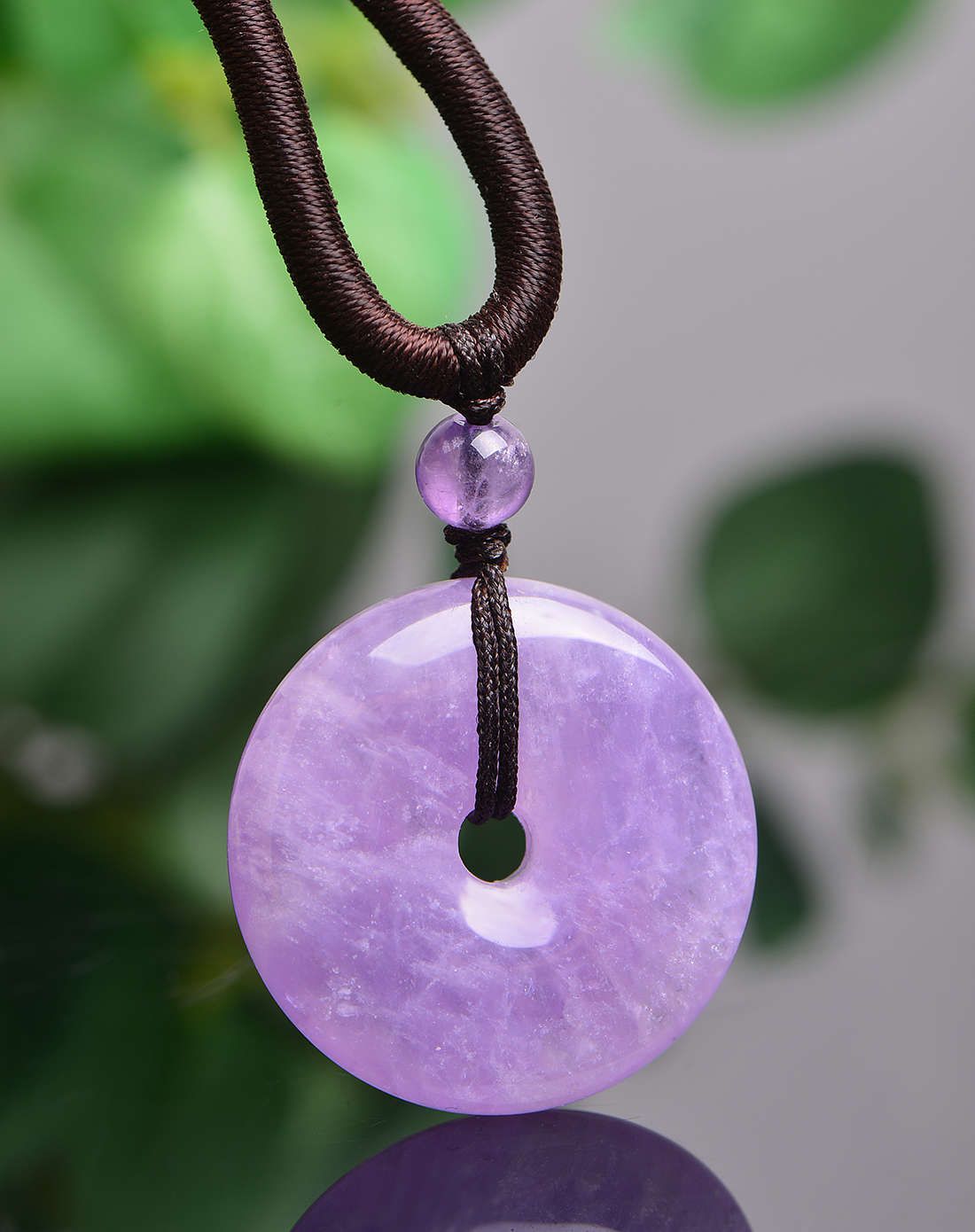 自然机理 新款薰衣草紫水晶平安扣项链附证书