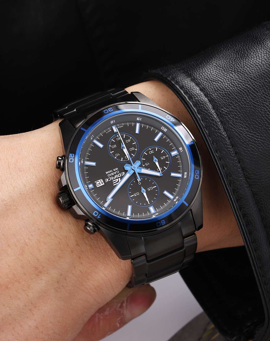 卡西欧casioef系列三眼多功能商务休闲石英男表efr-526bk-1a2vupf