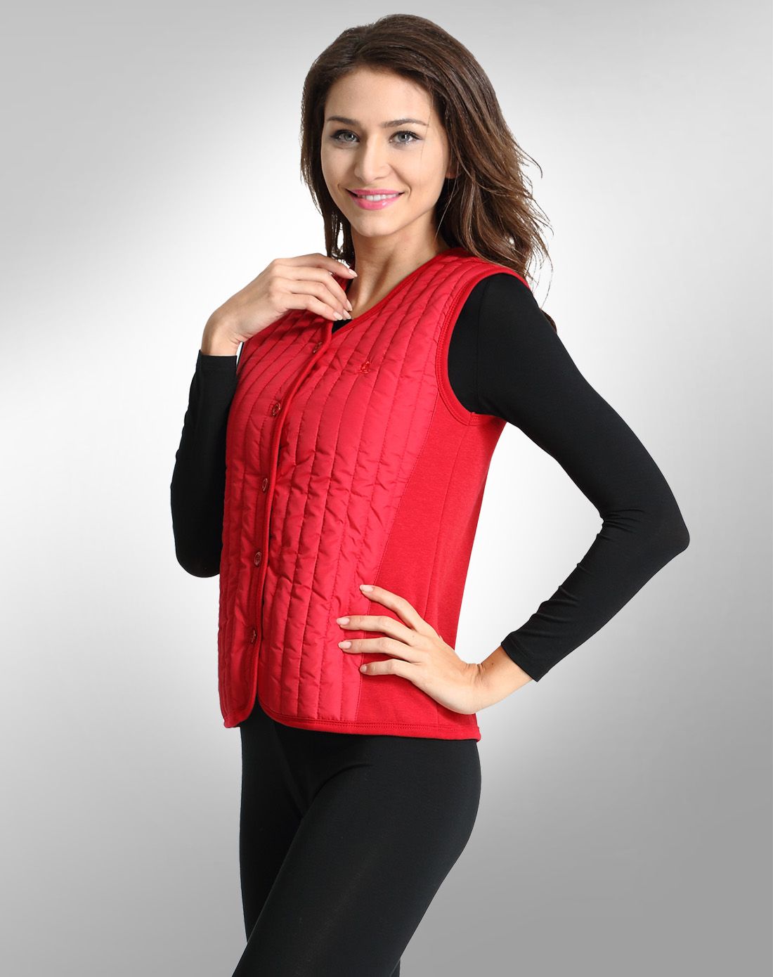 梦特娇montagut女士内衣专场梦特娇女款暖能加绒保暖背心红色aw415