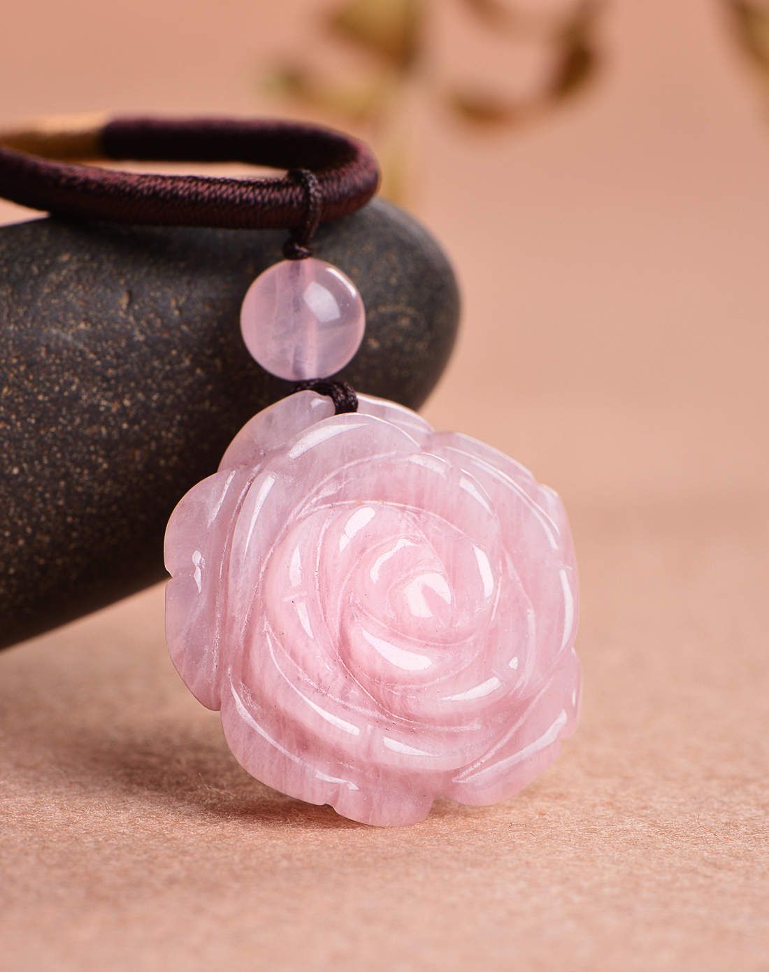 kmonado 芙蓉石玫瑰花吊坠项链附证书