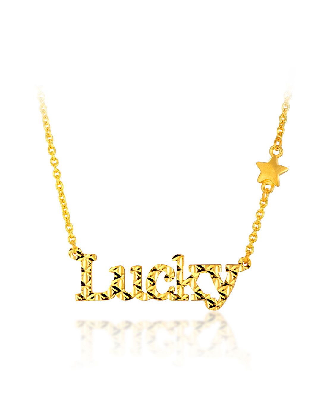 足金lucky字母锁骨链黄金套链7.7克