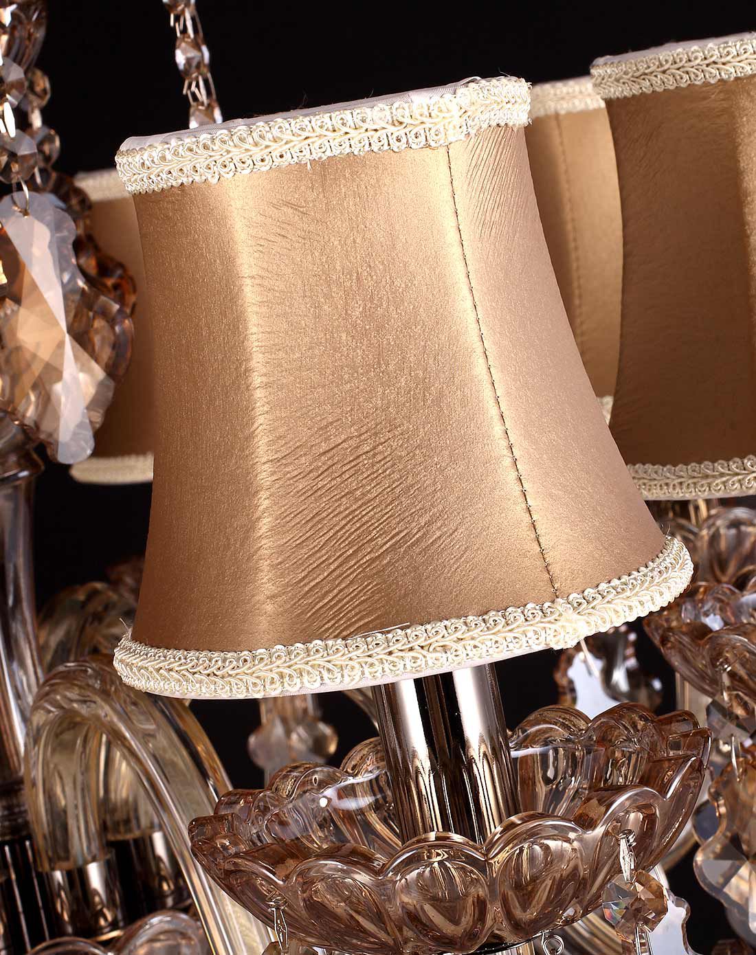 15头欧式干邑色水晶吊灯带灯罩30平以上