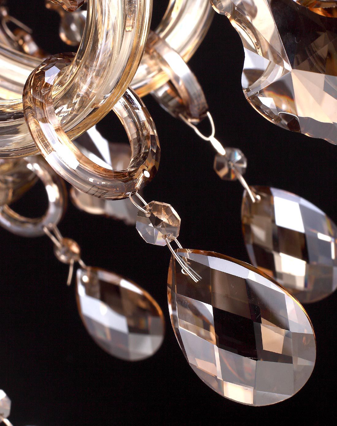 15头欧式干邑色水晶吊灯带灯罩30平以上