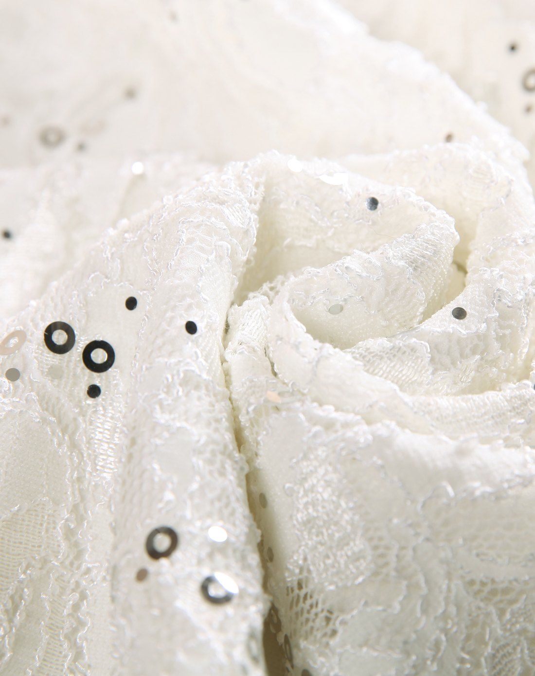 白色亮片蕾丝拼接名媛气质上衣