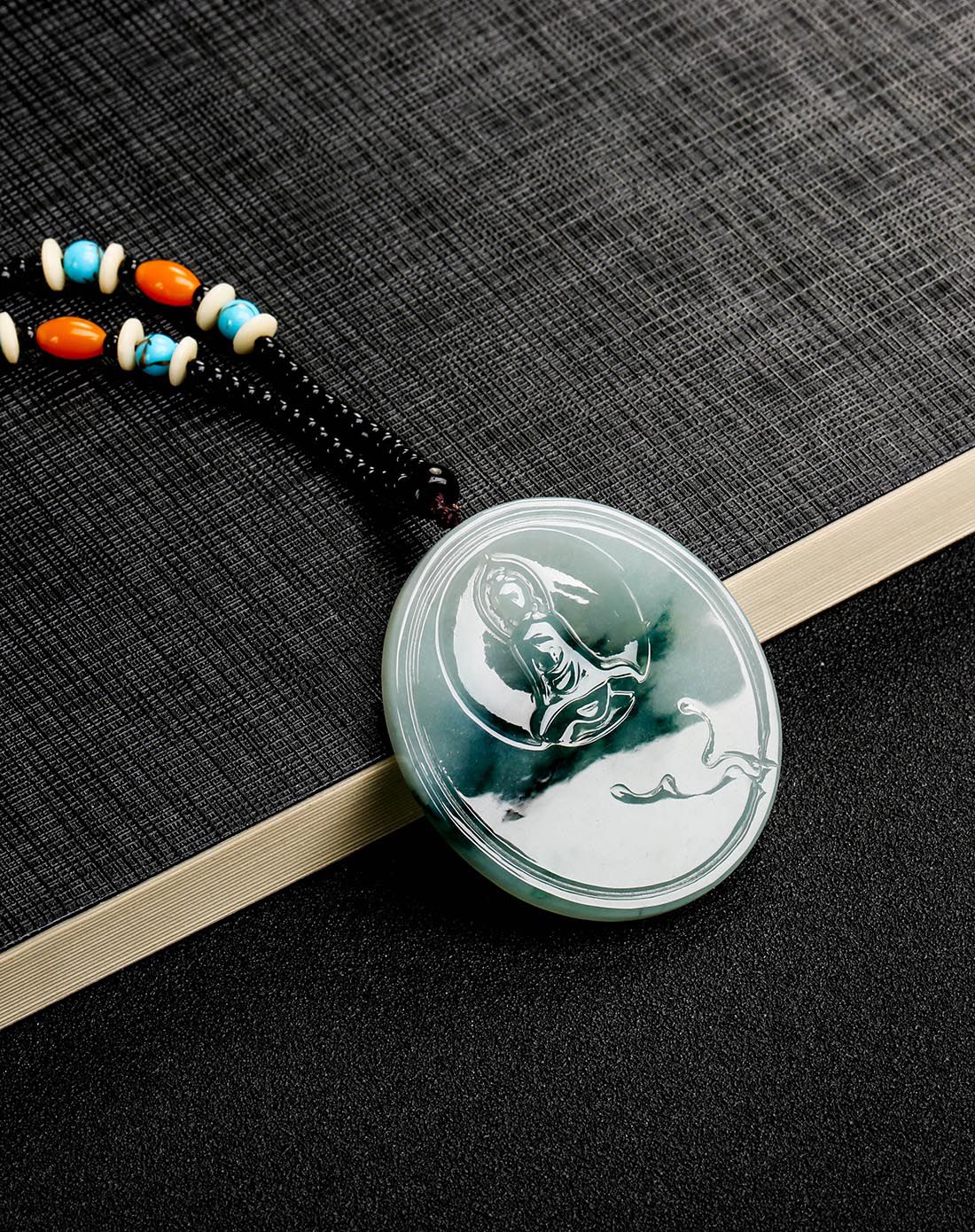 优悦生活uve翡翠玉石专场uve 冰糯飘花天然a货翡翠无面佛挂件u1214262