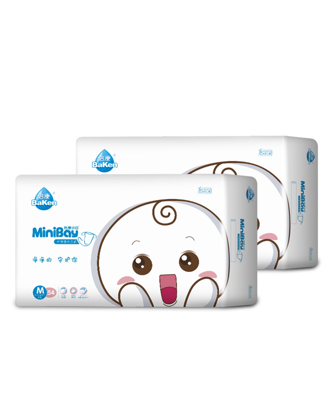 倍康小白中码健康纸尿裤整箱装m108片(适合5-10kg)