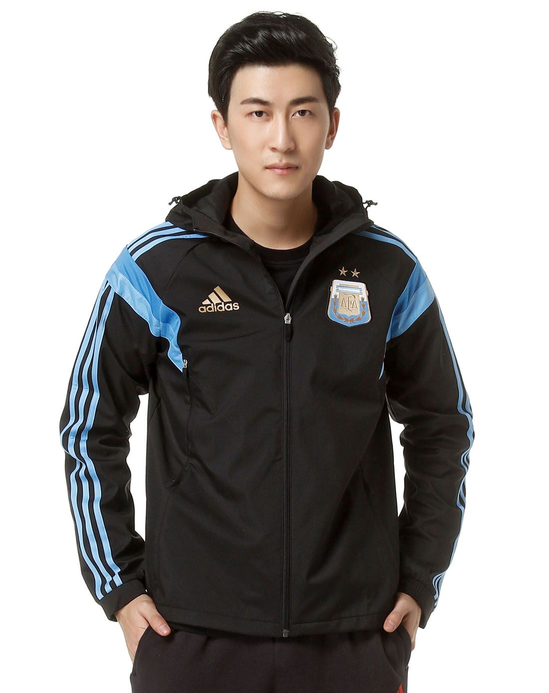 男款黑色连帽长袖外套 阿根廷旅行款