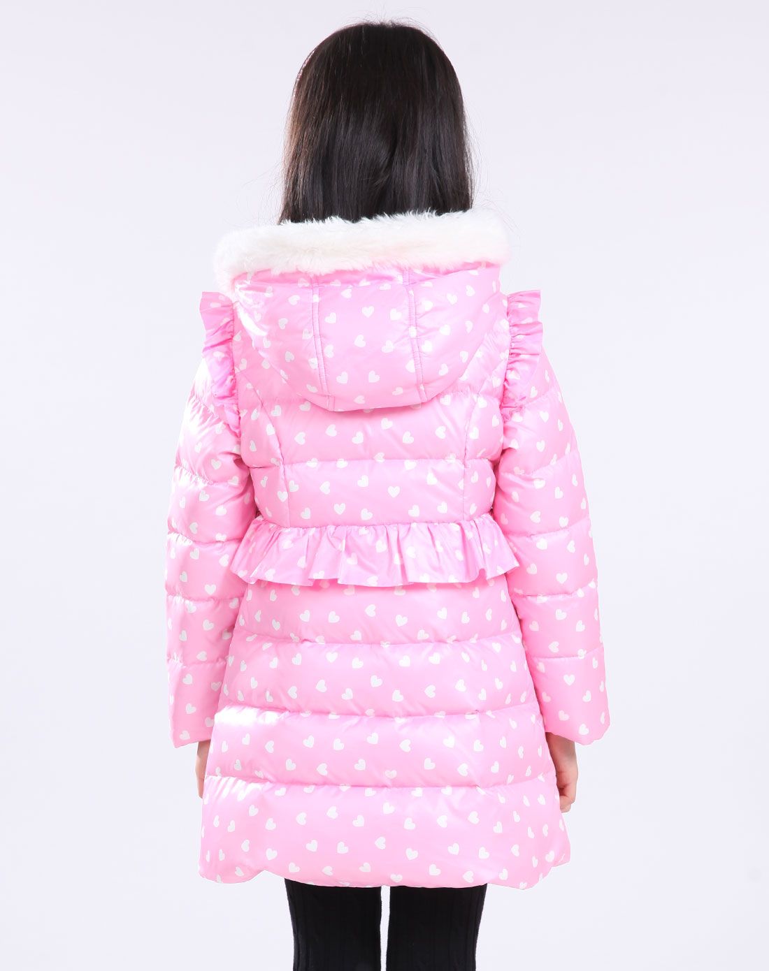 笛莎 女童粉印花羽绒服