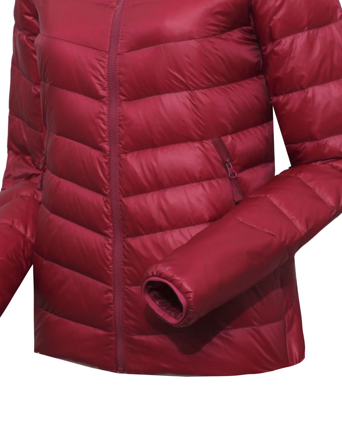 美户royalway 保暖轻量化 女款胭脂红鹅绒服 修身剪裁