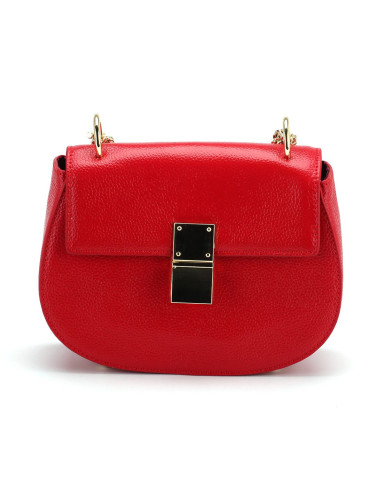 菲伯丽尔fbl 女式红色牛剖层革斜挎包