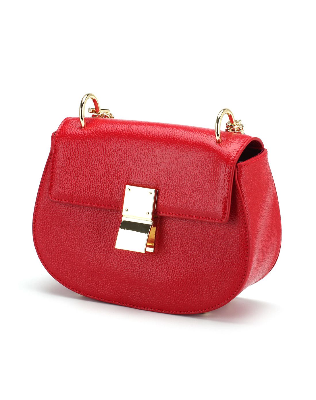 菲伯丽尔fbl 女式红色牛剖层革斜挎包