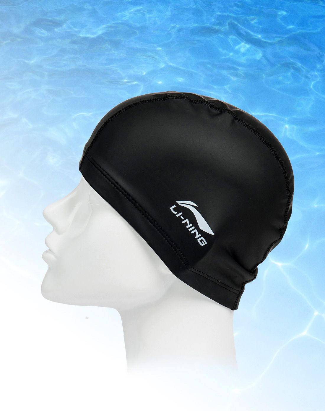 专业防水护耳男女黑色pu泳帽