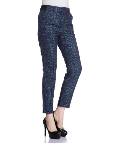 co紫/绿色几何提花长裤x14g512710_唯品会