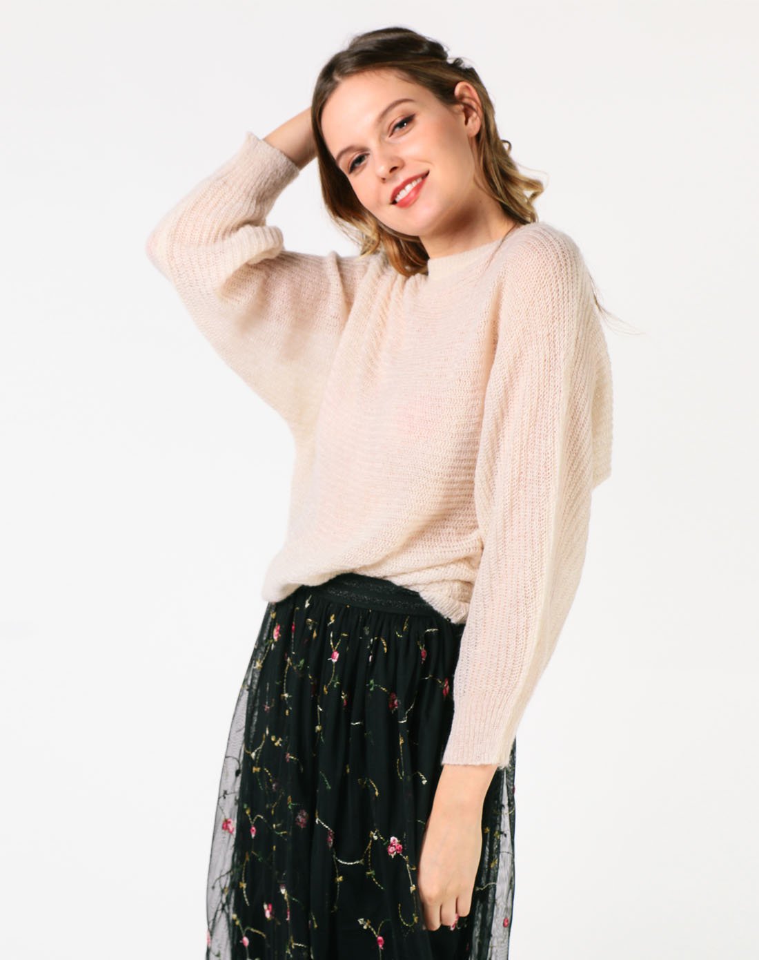 新加坡zara dressabelle 针织宽松蝴蝶袖上衣