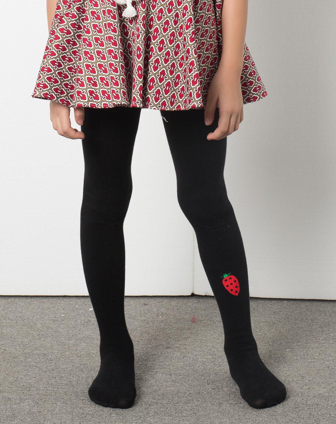 女童黑色水果连裤袜